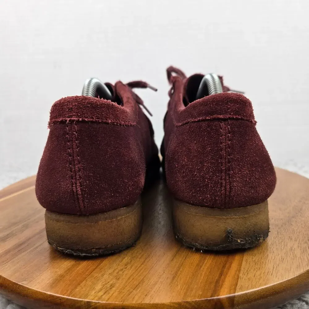 Clarks Original Mens 8M Wallabee Burgundy Suede Casual Lifestyle Chukka Boots